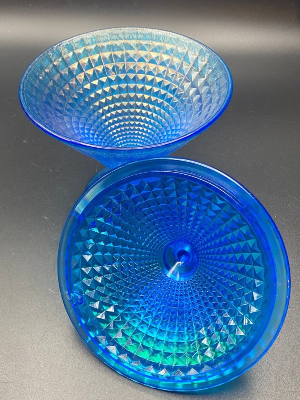 Blue Diamond Point Lidded Compote - Picture 4 of 7